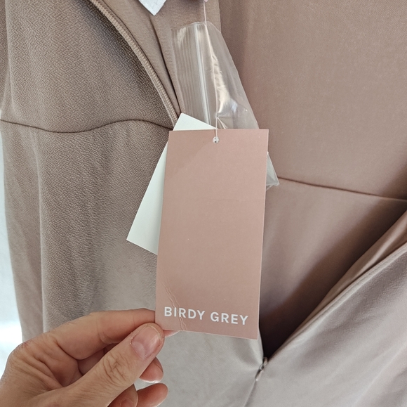 Birdie Gray Alex Convertible Dress Crepe Taupe 2X Curve Plus New Maxi Bridesmaid - Picture 12 of 14